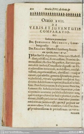Oratio XVII. De Veris Et Juventutis Comparatione