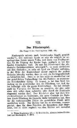 Das Pfänderspiel : (Zu Frage 9 des Vereinsjahres1868 -69)