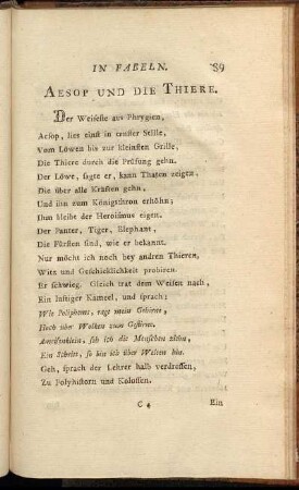 Aesop Und Die Thiere.