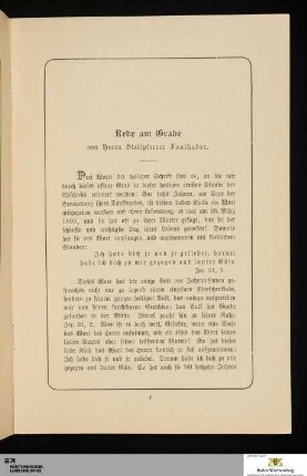Rede am Grabe von Herrn Stadtpfarrer Faulhaber