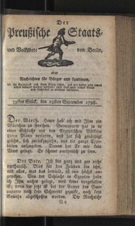 39stes Stück, den 29sten September 1798
