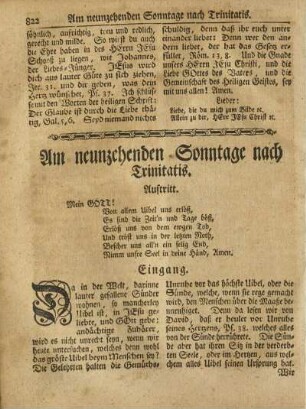 Am neunzehenden Sonntage nach Trinitatis