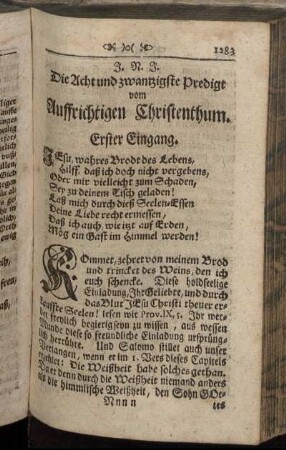 Die Acht und zwantzigste Predigt vom Auffrichtigen Christenthum.