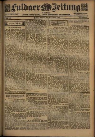 Erste Ausgabe vom Mittwoch, den 22. Oktober 1902.
