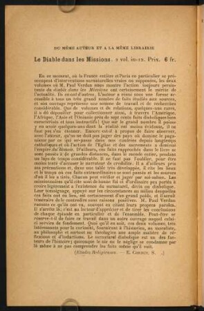 Le diable dans le Missions