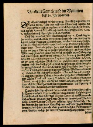 Von dem Cometen/ so im Weinmon deß 80. Jar erschinen.