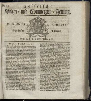 Nr. 57, Mittwoch den 18ten Julii. 1821