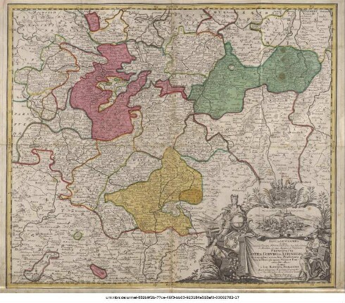 Tabula Geographica in qua Serenissimi Principis Friderici Duc. Sax. Juliae, Cliviae et Montium, nec non Angariae et Westphaliae Principatvs Gotha, Cobvrg et Altenburg cum omnibus eorundem Praefecturis tam in Thuringia quam Misnia et Franconia sitis ostenduntur