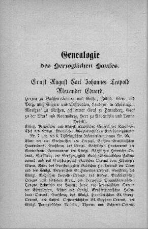 Genealogie des Herzoglichen Hauses