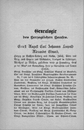 Genealogie des Herzoglichen Hauses
