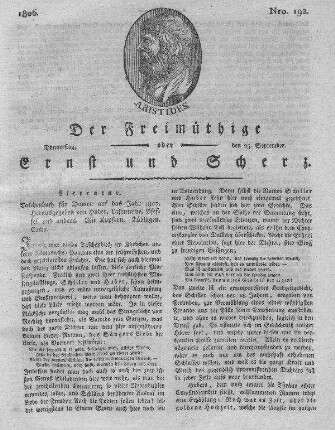 Nro. 192, Donnerstag den 25. September 1806