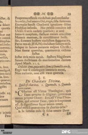 §. 8. De Charitate Divina.