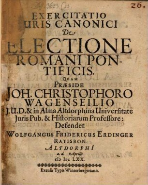 Exercitatio iuris canonici de electione Romani pontificis