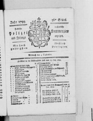 36tes Stück, Ausgabe vom 4. September 1799