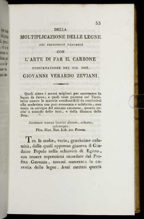 Della Moltiplicazione Delle Legne Nel Territorio Veronese Con L' Arte Di Far Il Carbone