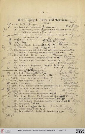 Möbel, Spiegel, Uhren und Teppiche (Nr. 368- 411a)