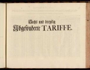 Sechs und dreyßig abgesonderte Tariffe.