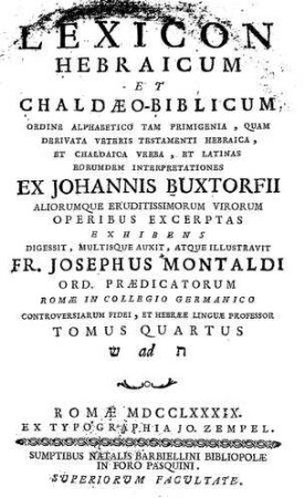 In: Lexicon Hebraicum et Chaldaeo-biblicum ... ; Band 4