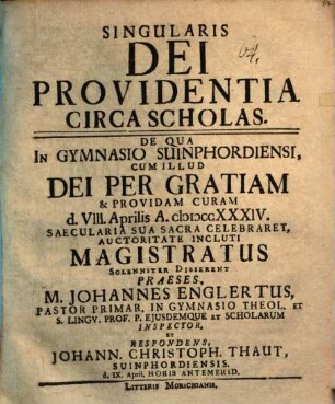 Singularis Dei providentia circa scholas