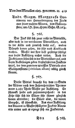 Zink mit Säuren und andern Salzen: weisser Vitriol (§. 766-771)