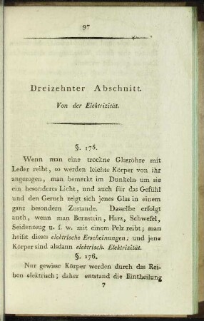Dreizehnter Abschnitt. Von der Elektrizität