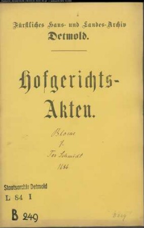 Blome (Blohme, Blume), Adolf gegen Johann Ter Schmidts Erben