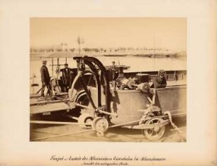 Trajekt-Anstalt der Rheinischen Eisenbahn, Rheinhausen: Ponton beim Anlegen