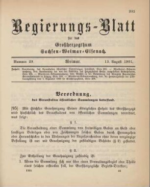 95. Verordnung, das Veranstalten öffentlicher Sammlungen betreffend