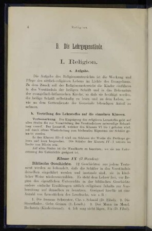 B. Die Lehrgegenstände.