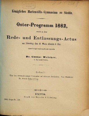 Oster-Programm. 1881/82