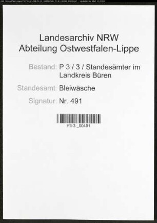 Sterberegister Standesamt Bleiwäsche