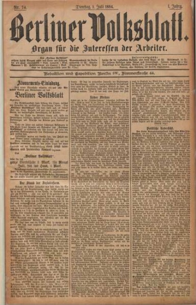 Titelseite einer Zeitung