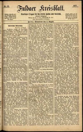 Ausgabe vom Samstag, den 04. August 1877.
