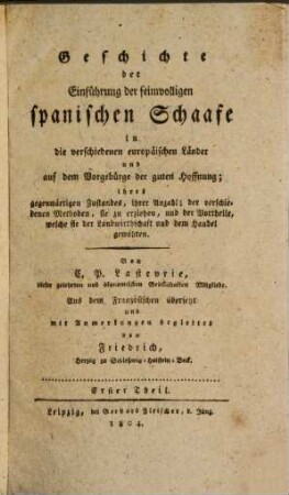 Geschichte der Einführung der spanischen Schaafe