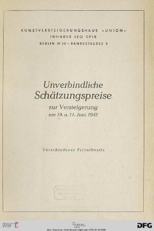 Unverbindliche Schätzungspreise (inkl. hss. Liste)