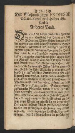 Der Großmüthigen Fronisbe Staats- Liebes- und Helden-Geschichte Anderes Buch.