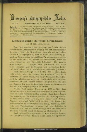 Lichtempfindliche Molybdän-Verbindungen
