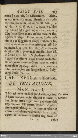 Cap. XVIII. & ultimum. De Imitatione