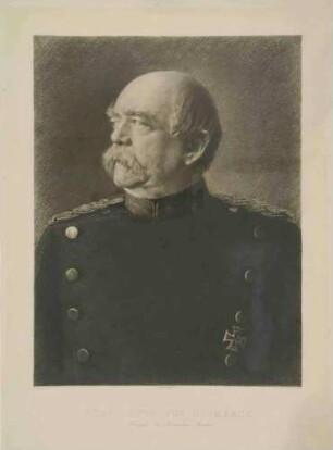 Fürst Otto von Bismarck, Herzog zu Lauenburg, deutscher Reichskanzler, preuss. Ministerpräsident, Generalfeldmarschall in Uniform mit Orden, Brustbild in Halbprofil