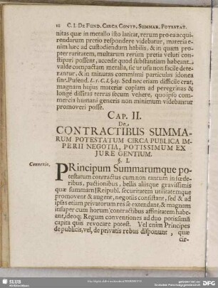 Cap. II. De Contractus Summarum Potestarum Circa Publica Imperii Negotia, Potissimum Ex Iure Gentium