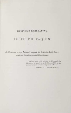 Huitième Récréation. Le jeu du Taquin.