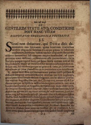 De gentilium statu atque conditione post hanc vitam, Disp. posterior