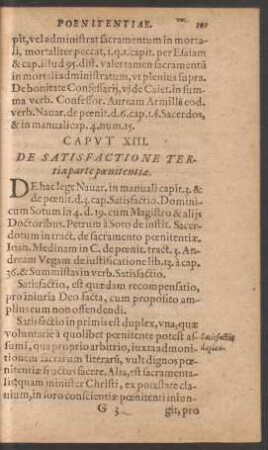 Caput XIII. De Satisfactione Tertia parte poenitentiae.