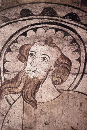 Gruppe mit drei Aposteln, darunter der Evangelist Matthaeus