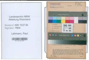 Entnazifizierung Paul Lehmann , geb. 25.10.1886 (Inspektor)