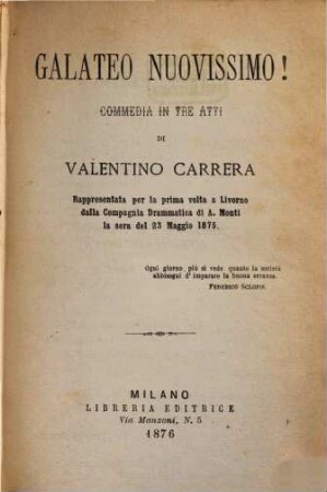 Galateo nuovissimo! : Commedia in tre atti