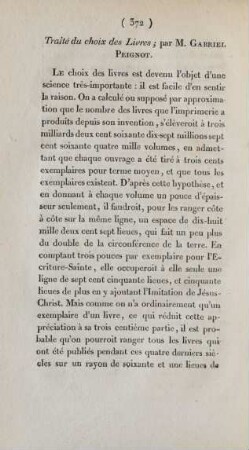 Traité du choix des Livres; par M. Gabriel Peignot
