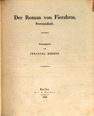 Der Roman von Fierabras Provenzalisch