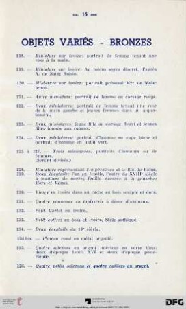 Objets variés - Bronzes (Nr. 118-188)