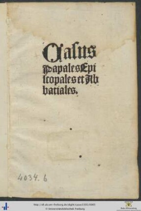 Casus Papales Episcopales et Abbatiales.